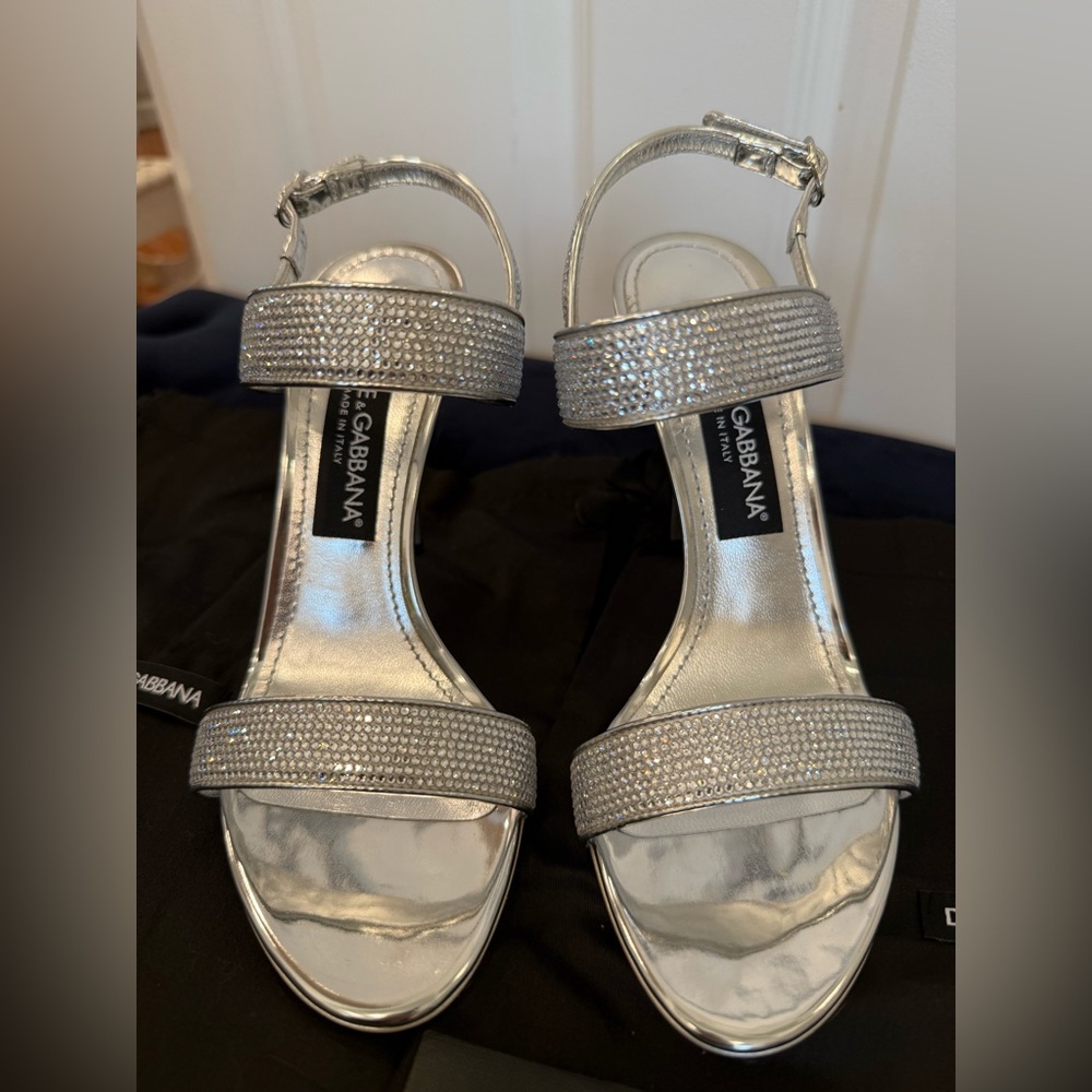 Dolce & Gabbana Satin sandals with fusible rhinestones.